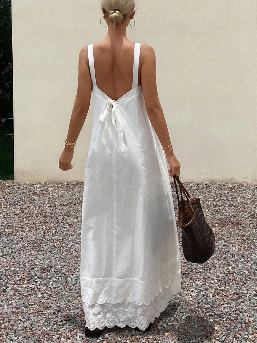 White Casual Women's Loose maxi Dress